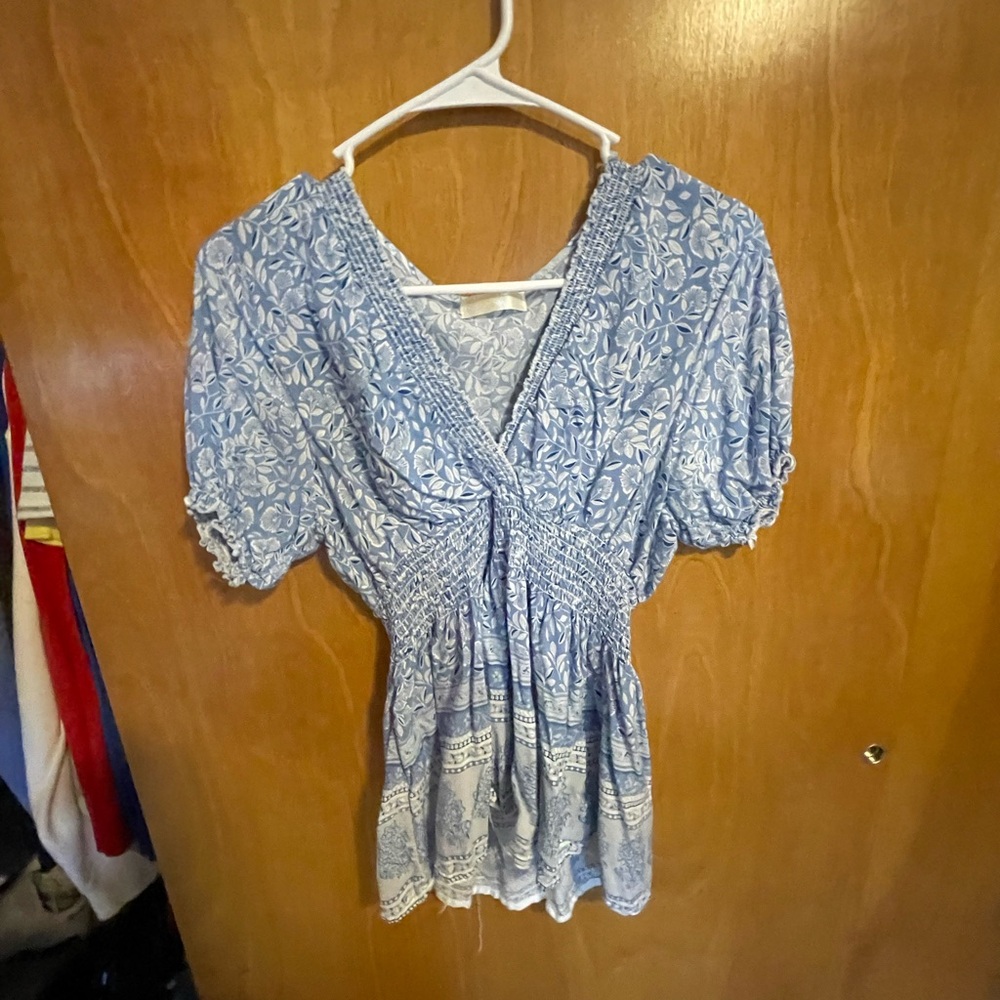 Blue Floral Women's Top